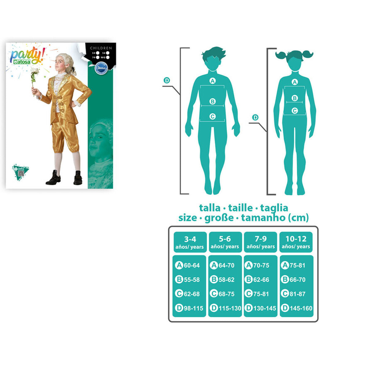 Costum Deghizare pentru Copii Auriu* Curtezan Infantil - Jucarii si jocuri, Costume și accesorii