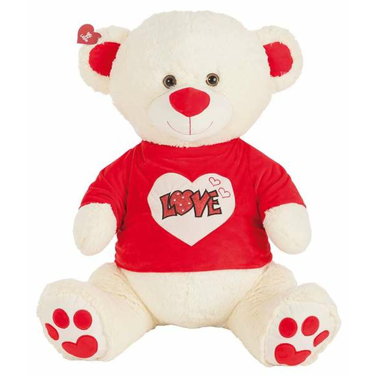 Urs de Pluș Love Purpurină Tricou Bej 90 cm - Jucarii si jocuri, Jucării de pluș