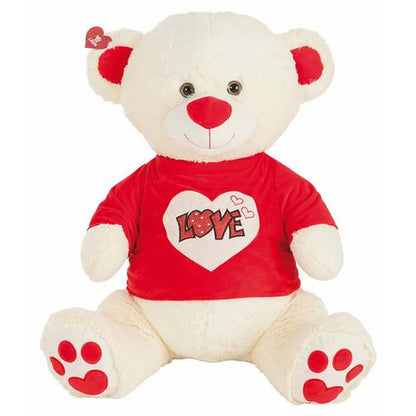 Urs de Pluș Love Purpurină Tricou Bej 90 cm - Jucarii si jocuri, Jucării de pluș