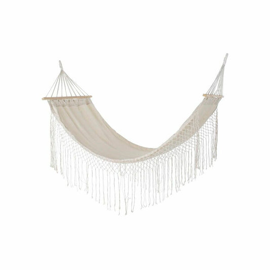 Hamac DKD Home Decor Bej Poliester Bumbac Pin Franjuri (280 x 100 x 130 cm) - Curte, Mobilier de grădină și accesorii