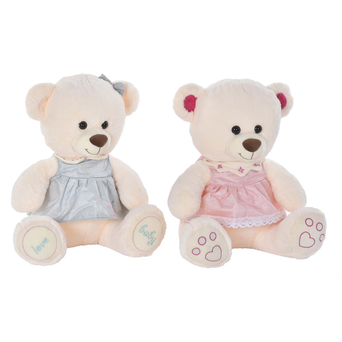 Urs de Pluș DKD Home Decor Bej Roz Verde Infantil 20 x 20 x 50 cm Urs (2 Unități) - Jucarii si jocuri, Jucării de pluș