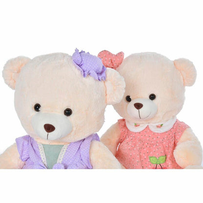 Urs de Pluș DKD Home Decor Rochie 42 x 20 x 50 cm Bej Roz Liliachiu Infantil Urs (2 Unități) - Jucarii si jocuri, Jucării de pluș