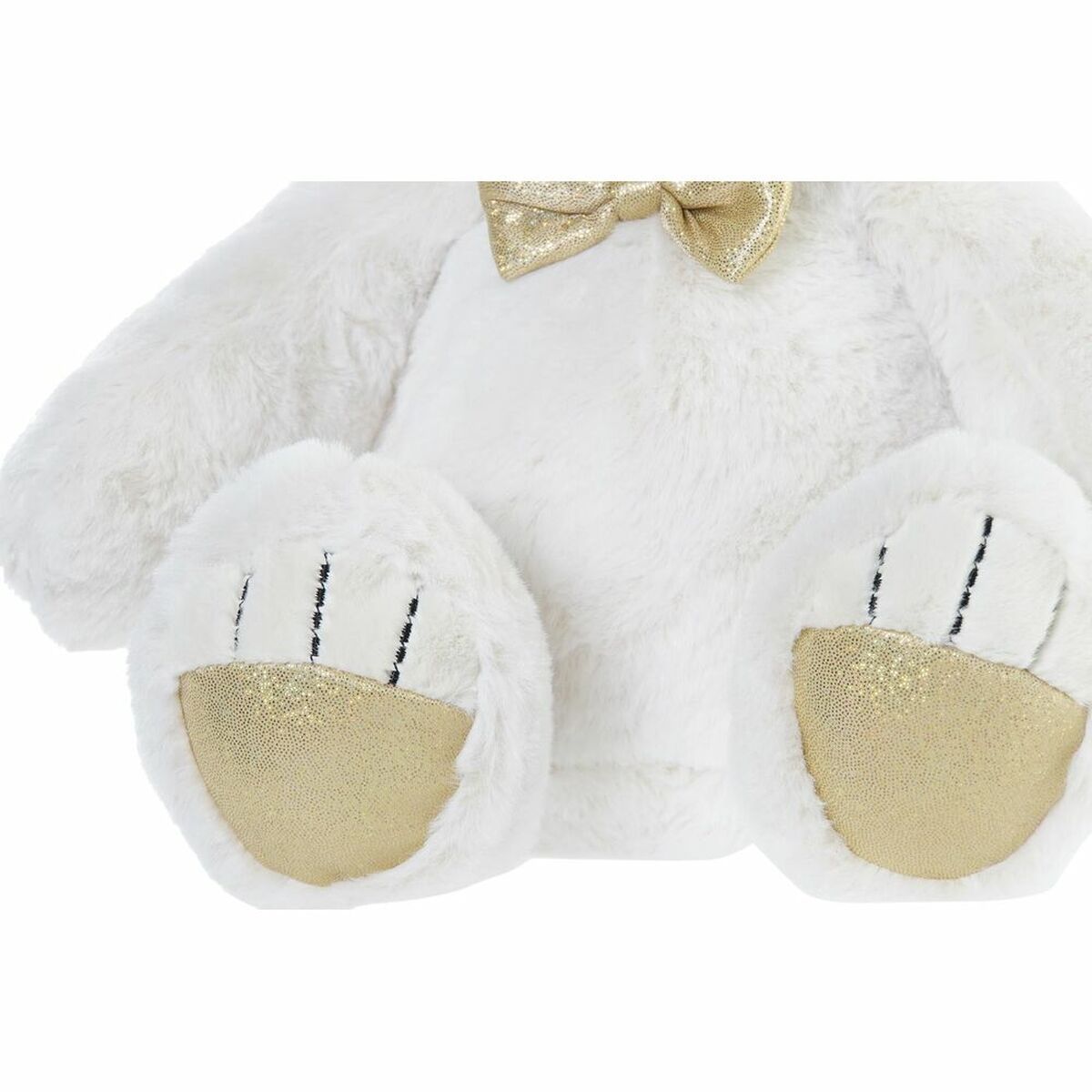 Urs de Pluș DKD Home Decor Papion Alb Auriu* Metal Infantil Urs 30 x 40 cm 30 x 30 x 36 cm - Jucarii si jocuri, Jucării de pluș