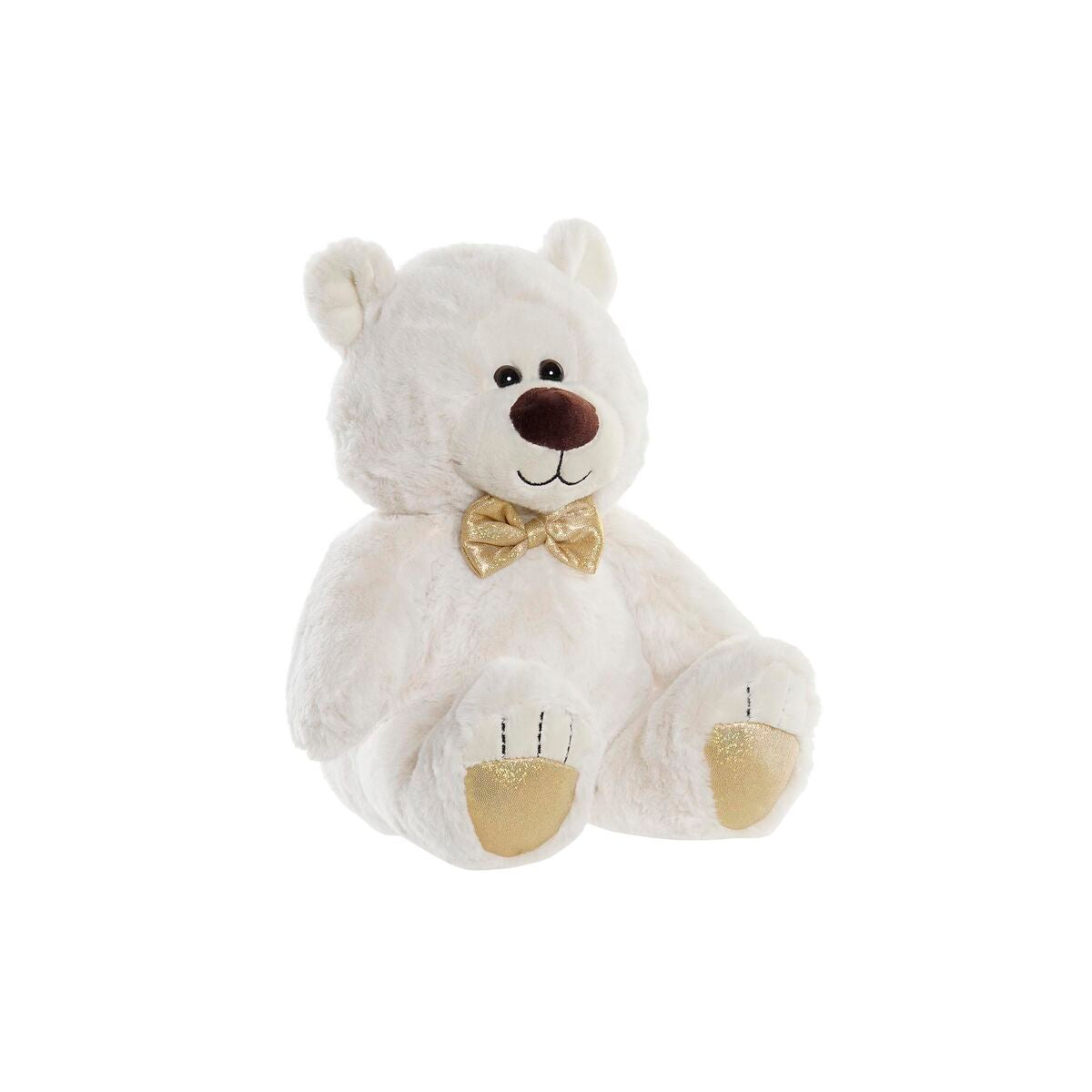Urs de Pluș DKD Home Decor Papion Alb Auriu* Metal Infantil Urs 30 x 40 cm 30 x 30 x 36 cm - Jucarii si jocuri, Jucării de pluș
