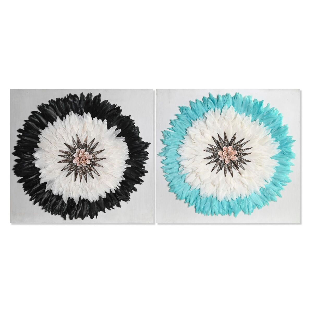 Decorațiune de Perete DKD Home Decor Alb Negru 60 x 6 x 60 cm (2 Unități) - Acasă și bucătărie, Decorațiune interioară