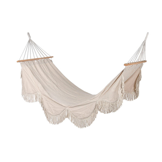 Hamac Suspendat Home ESPRIT Alb Franjuri 200 x 100 x 5 cm - Curte, Mobilier de grădină și accesorii