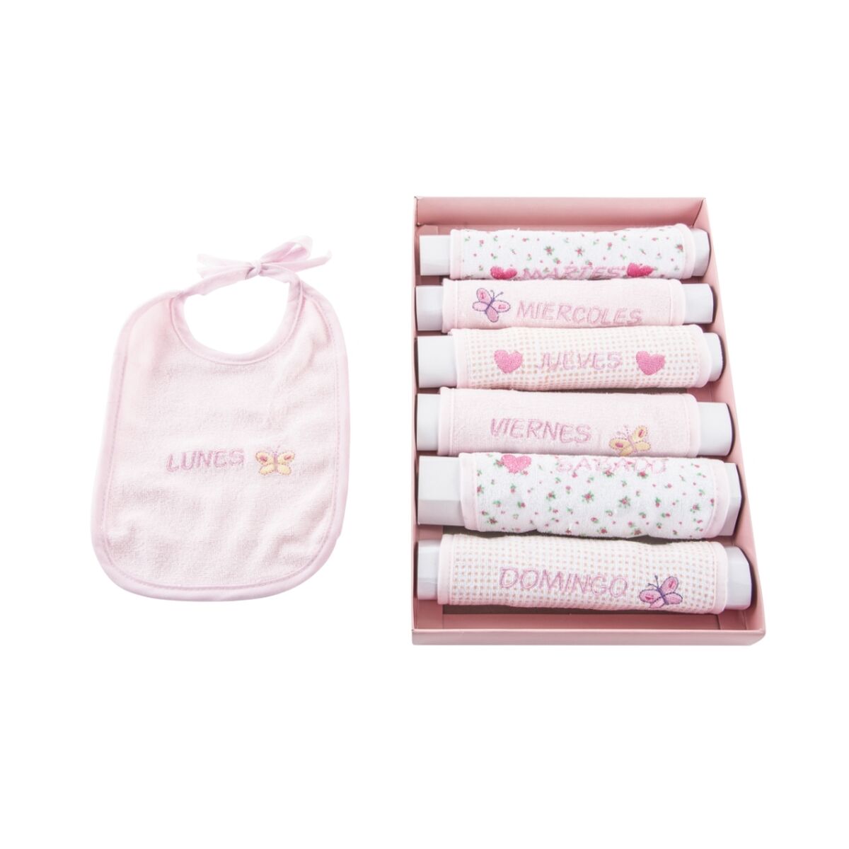 Set de Bavețele Home ESPRIT Albastru Roz Bumbac 19 x 29 x 3 cm (4 Unități) - Bebelus, Alăptarea și hrănirea