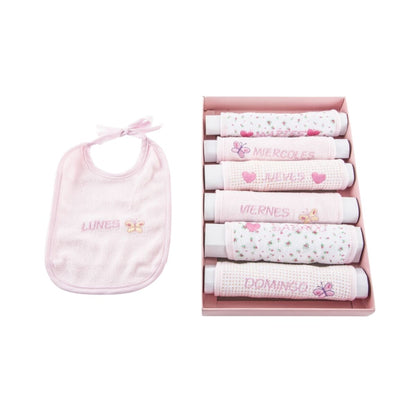 Set de Bavețele Home ESPRIT Albastru Roz Bumbac 19 x 29 x 3 cm (4 Unități) - Bebelus, Alăptarea și hrănirea