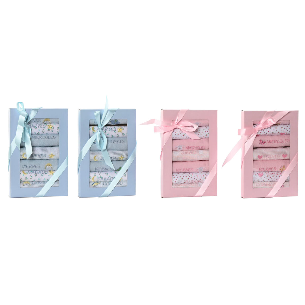 Set de Bavețele Home ESPRIT Albastru Roz Bumbac 19 x 29 x 3 cm (4 Unități) - Bebelus, Alăptarea și hrănirea