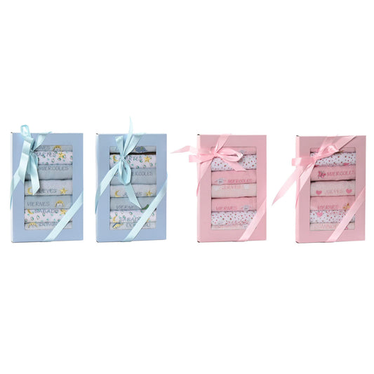 Set de Bavețele Home ESPRIT Albastru Roz Bumbac 19 x 29 x 3 cm (4 Unități) - Bebelus, Alăptarea și hrănirea