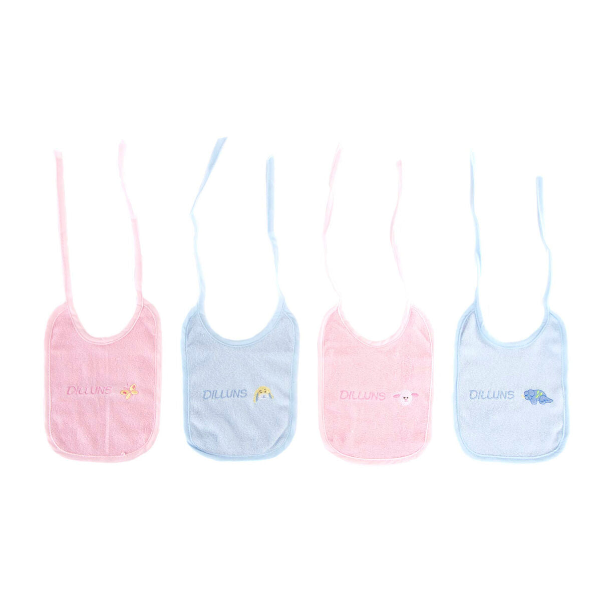 Set de Bavețele Home ESPRIT Roz Albastru celest Bumbac 19 x 29 x 3 cm (4 Unități) - Bebelus, Alăptarea și hrănirea