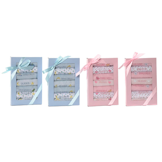 Set de Bavețele Home ESPRIT Roz Albastru celest Bumbac 19 x 29 x 3 cm (4 Unități) - Bebelus, Alăptarea și hrănirea