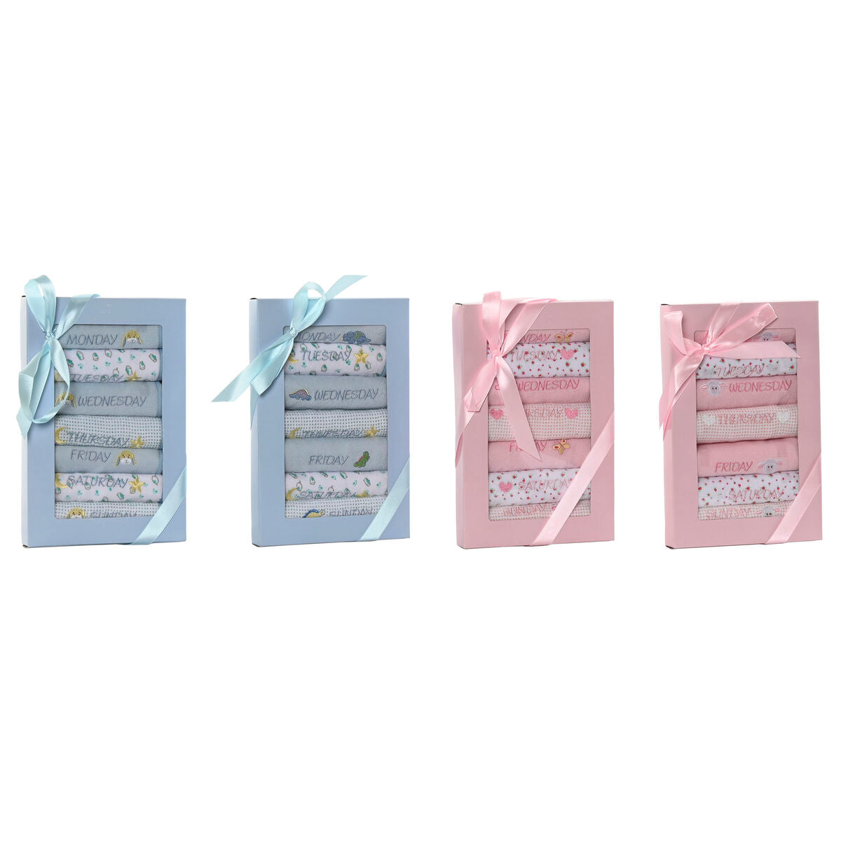 Set de Bavețele Home ESPRIT Albastru Roz Bumbac 19 x 29 x 3 cm (4 Unități) - Bebelus, Alăptarea și hrănirea