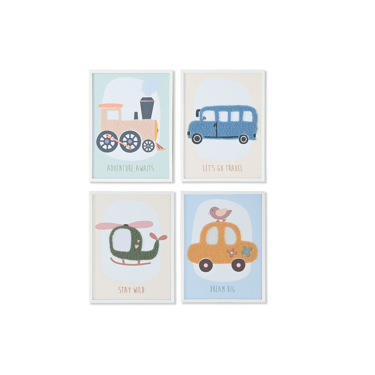 Tablou Home ESPRIT Galben Albastru Pânză 30 x 1,8 x 40 cm (4 Unități) - Acasă și bucătărie, Decorațiune interioară