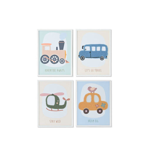 Tablou Home ESPRIT Galben Albastru Pânză 30 x 1,8 x 40 cm (4 Unități) - Acasă și bucătărie, Decorațiune interioară