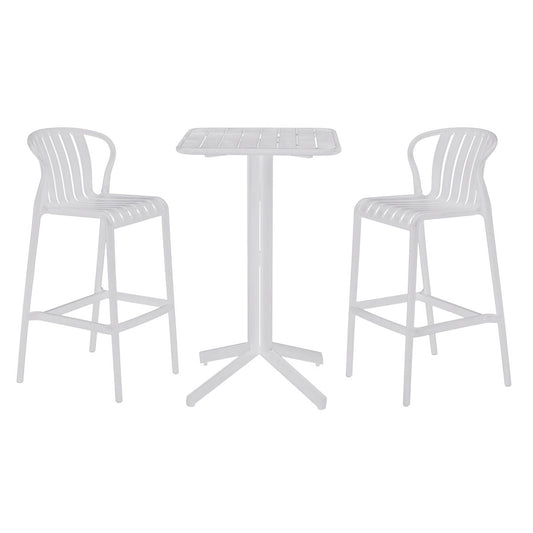 Set de Masă cu 2 Scaune Home ESPRIT Alb Metal polipropilenă 60 x 60 x 102 cm - Acasă și bucătărie, Mobilă