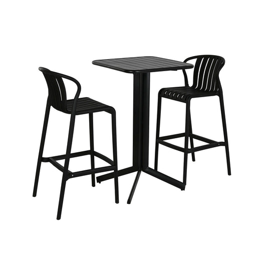 Set de Masă cu 2 Scaune Home ESPRIT Negru Metal polipropilenă 60 x 60 x 102 cm - Acasă și bucătărie, Mobilă