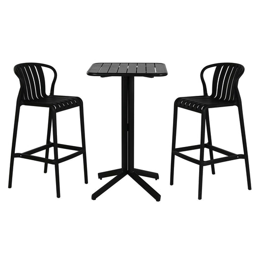 Set de Masă cu 2 Scaune Home ESPRIT Negru Metal polipropilenă 60 x 60 x 102 cm - Acasă și bucătărie, Mobilă