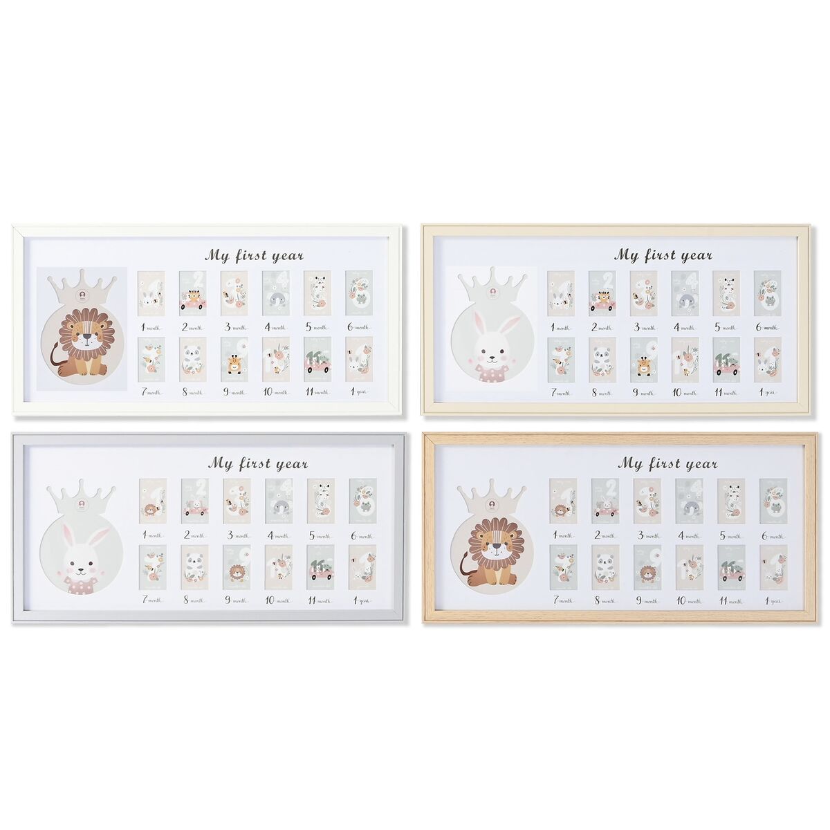 Ramă Foto Home ESPRIT Geam Lemn MDF 56,5 x 2 x 27,5 cm (4 Unități) - Bebelus, Dormitor
