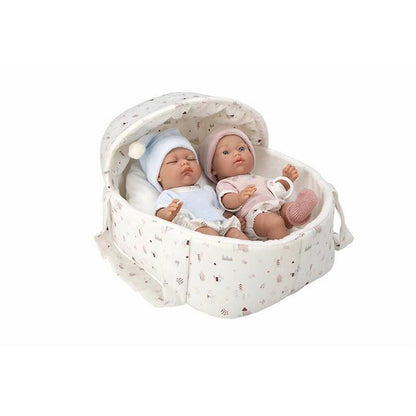 Set 2 Păpuși Arias Pillines (26 cm) | Corp Vinil, Cu Landou Moale de Transport - Jucarii si jocuri, Păpuși și accesorii