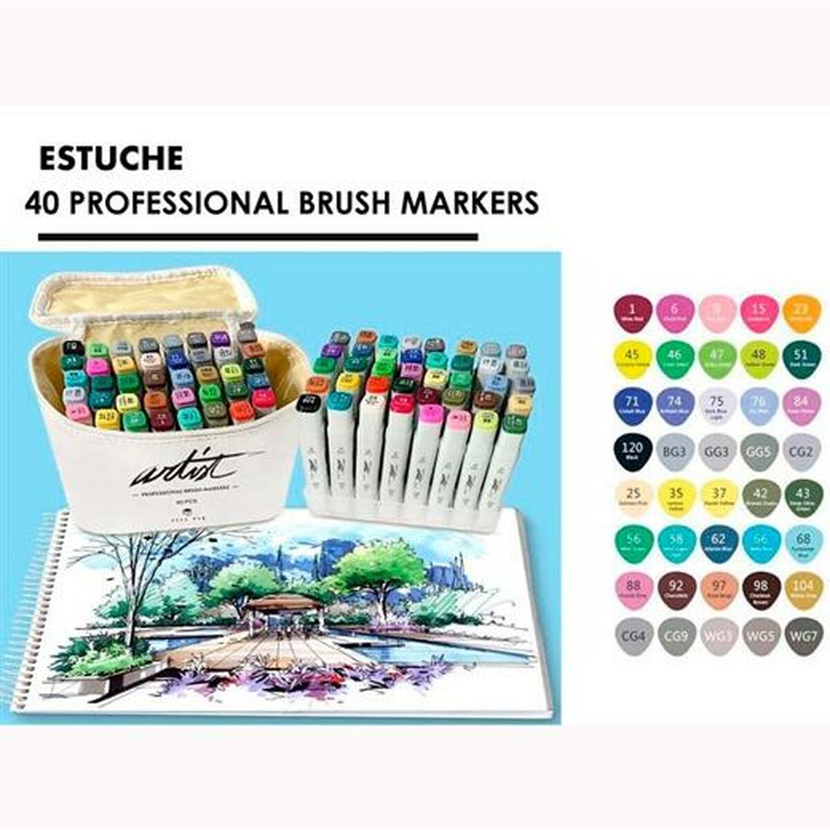 Set de Carioci Alex Bog Canvas Luxe Professional 40 Piese Multicolor - Birou și papetărie, Pixuri, creioane și articole de scris