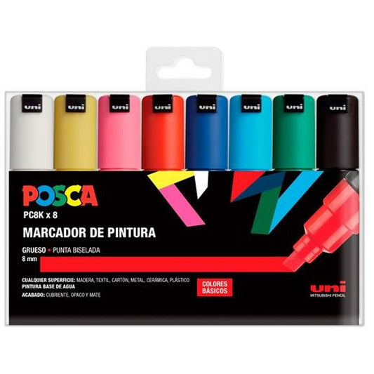 Set de Carioci POSCA PC-8K Multicolor 8 mm 8 Piese - Birou și papetărie, Pixuri, creioane și articole de scris
