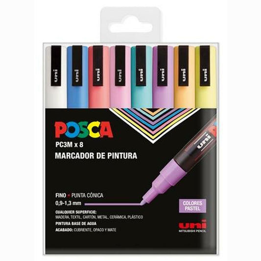 Marcaj de vopsea acrilică POSCA PC-3M/8C Plăcintă 0,9-1,3 mm 8 Piese - Birou și papetărie, Pixuri, creioane și articole de scris