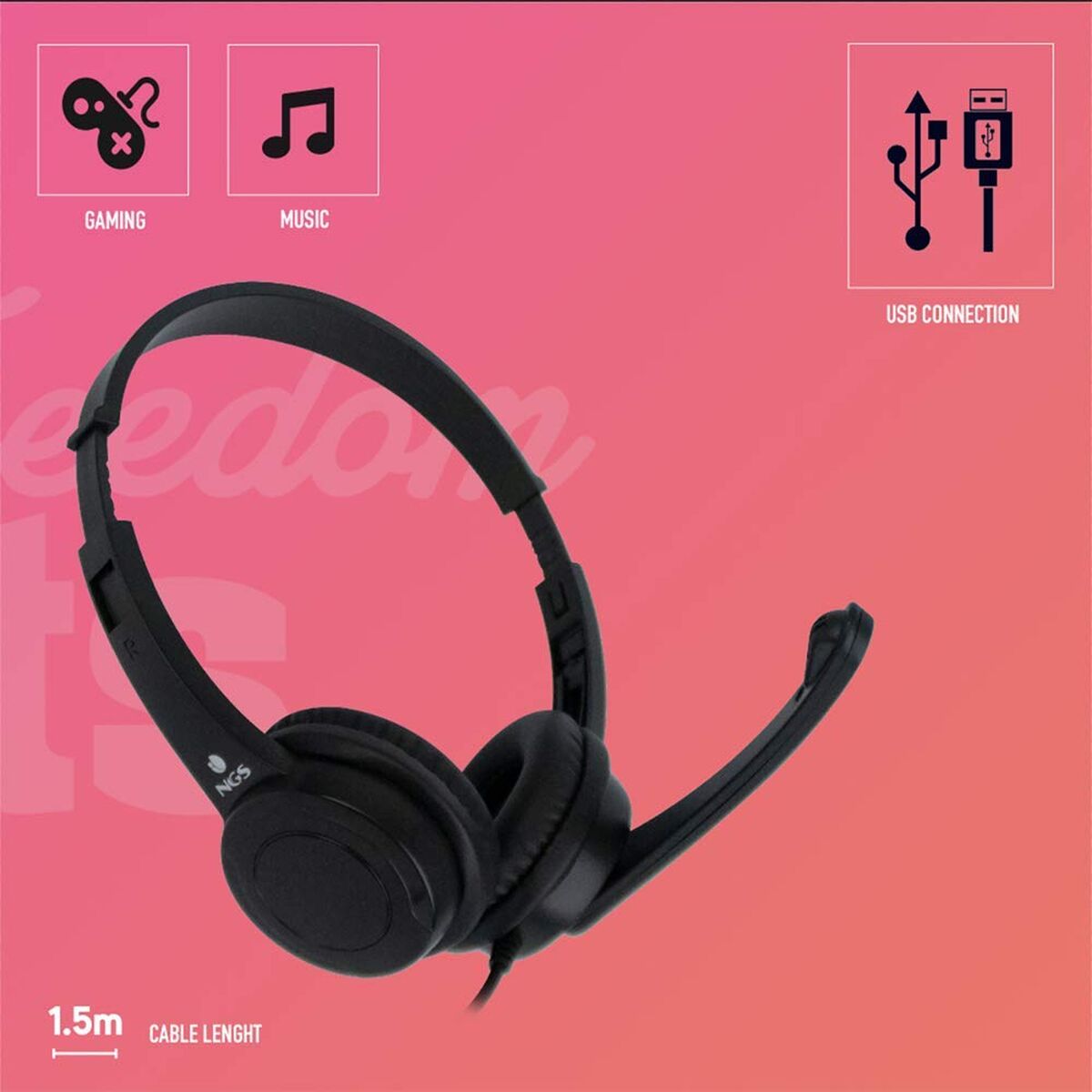 Cască cu Microfon NGS VOX505 USB Negru 32 Ohm - Electronică, Joc video