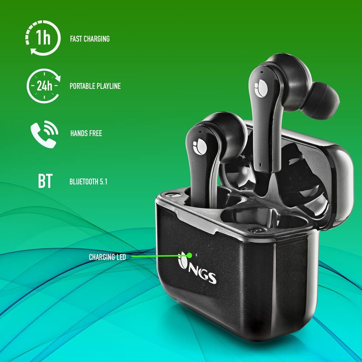 Căști Bluetooth NGS ARTICABLOOMBLACK Negru - Electronică, Joc video