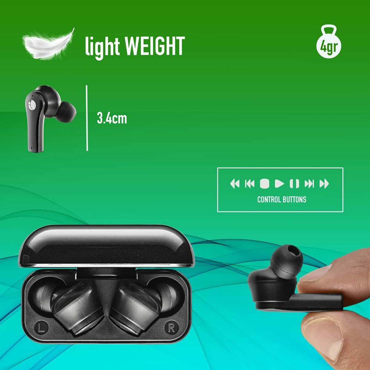 Căști Bluetooth NGS ARTICABLOOMBLACK Negru - Electronică, Joc video