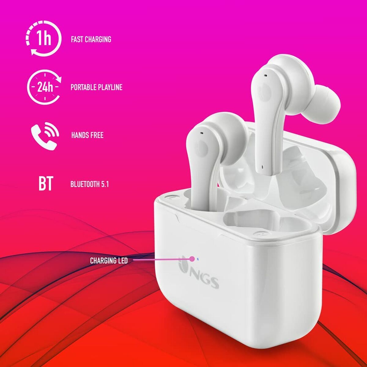 Căști Bluetooth NGS ARTICABLOOMWHITE Alb Negru - Electronică, Joc video