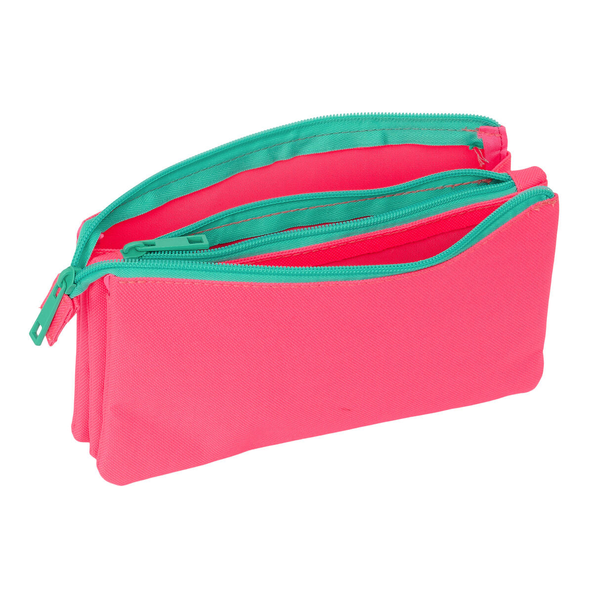 Penar triplu Nait Nait Rosa fluor Roz 22 x 12 x 3 cm - Birou și papetărie, Material școlar și educațional