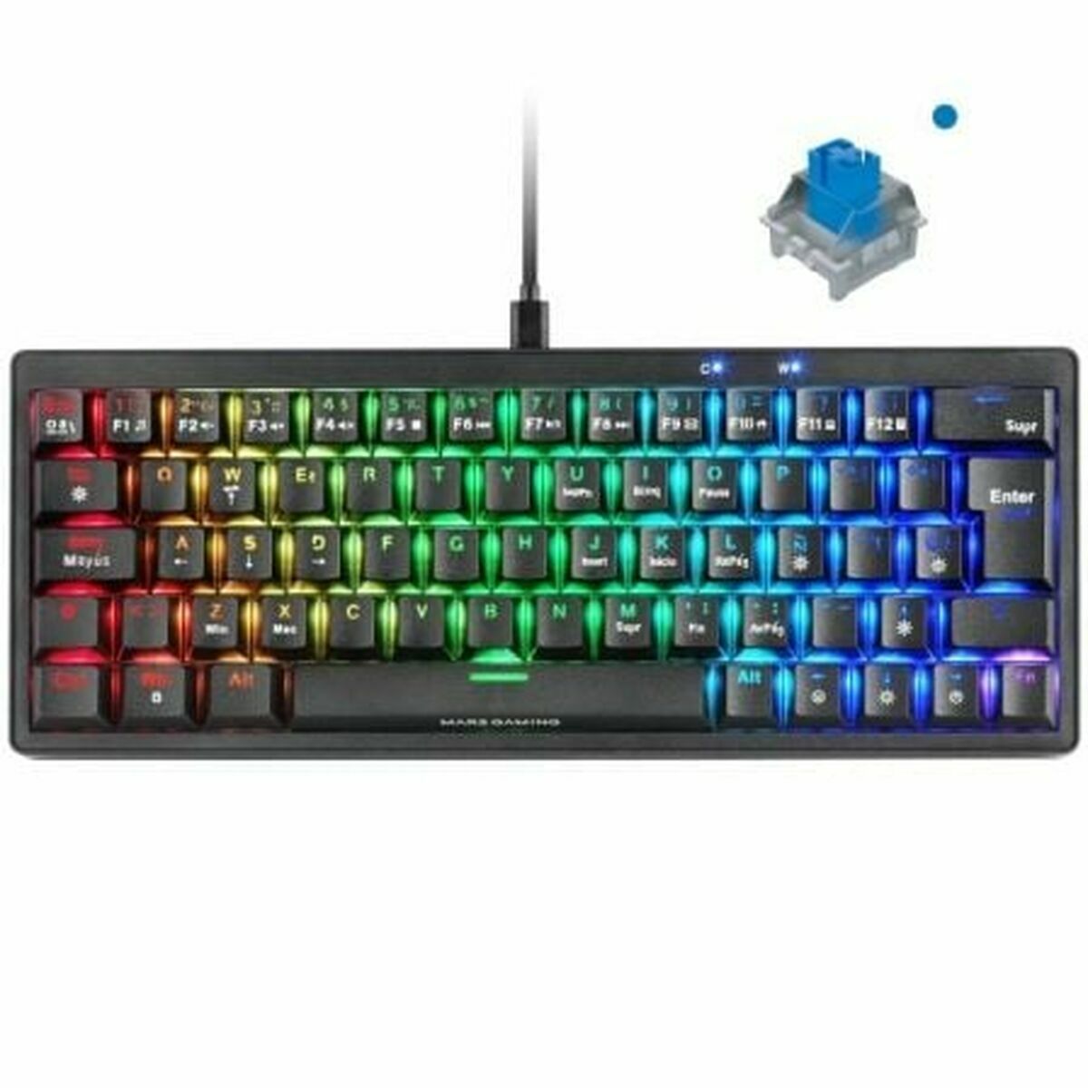 Tastatură Gaming Mars Gaming MKMINIPROBES Negru Qwerty US - Tehnică de calcul, Accesorii