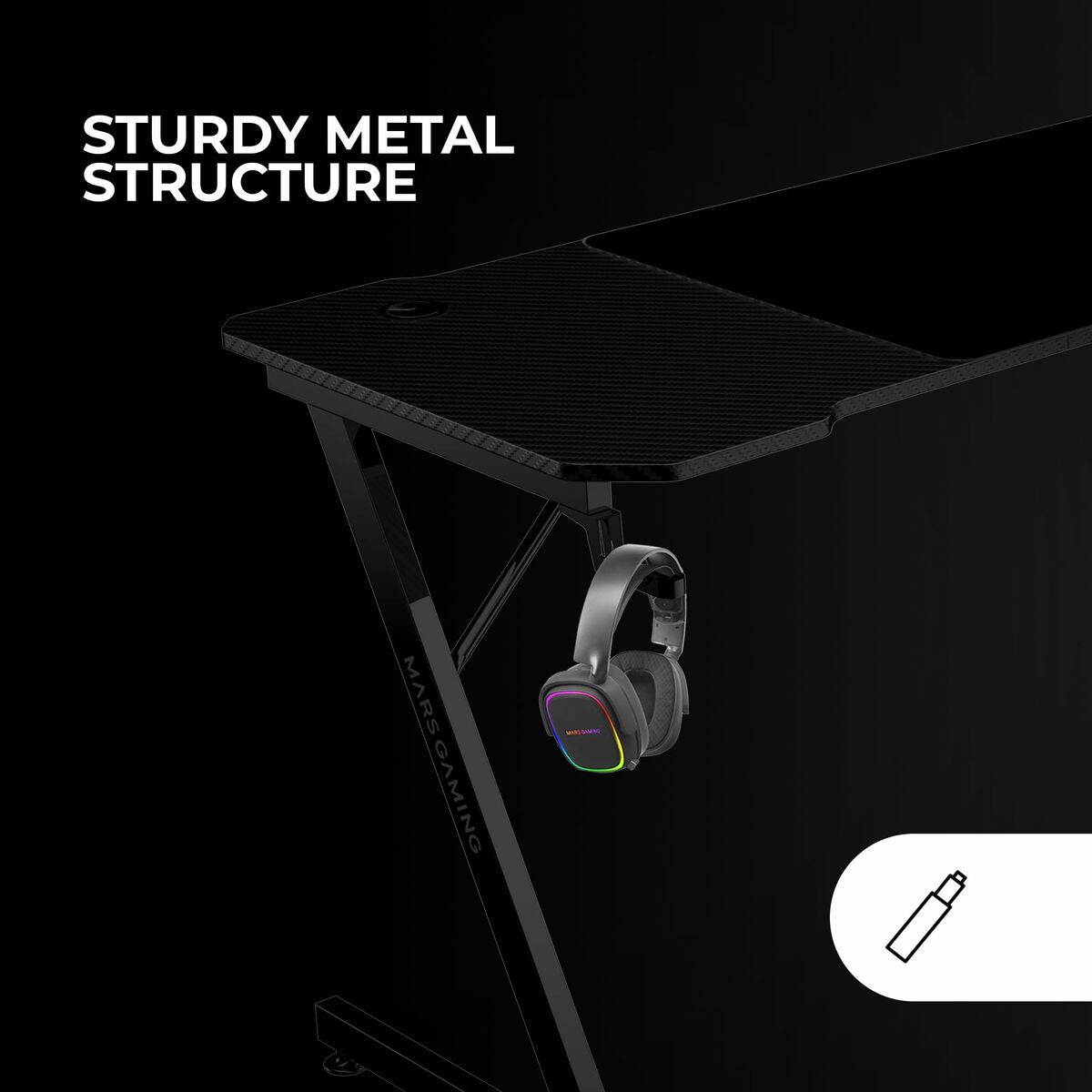 Birou Gaming Mars Gaming ERGO Negru 160 x 60 cm - Acasă și bucătărie, Mobilă