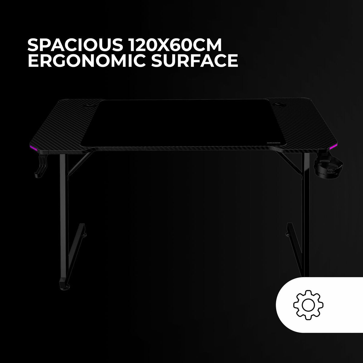 Birou Gaming Mars Gaming ESCRITORIO ERGO RGB Negru 120 x 60 cm - Acasă și bucătărie, Mobilă