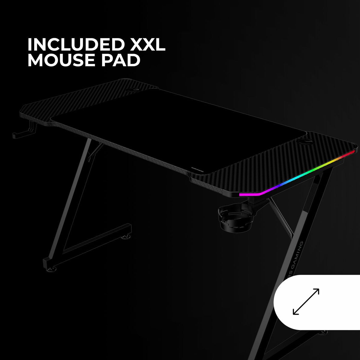 Birou Gaming Mars Gaming ESCRITORIO ERGO RGB Negru 120 x 60 cm - Acasă și bucătărie, Mobilă