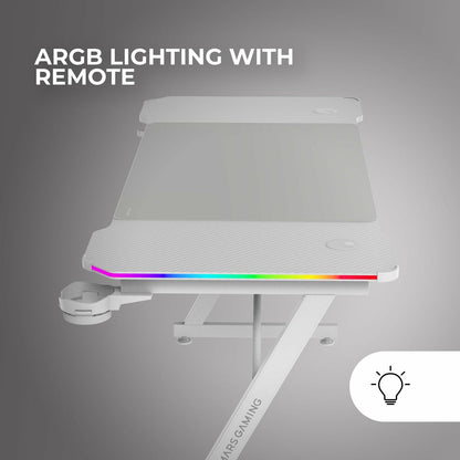 Birou Gaming Mars Gaming ERGO Alb 140 x 60 cm - Acasă și bucătărie, Mobilă