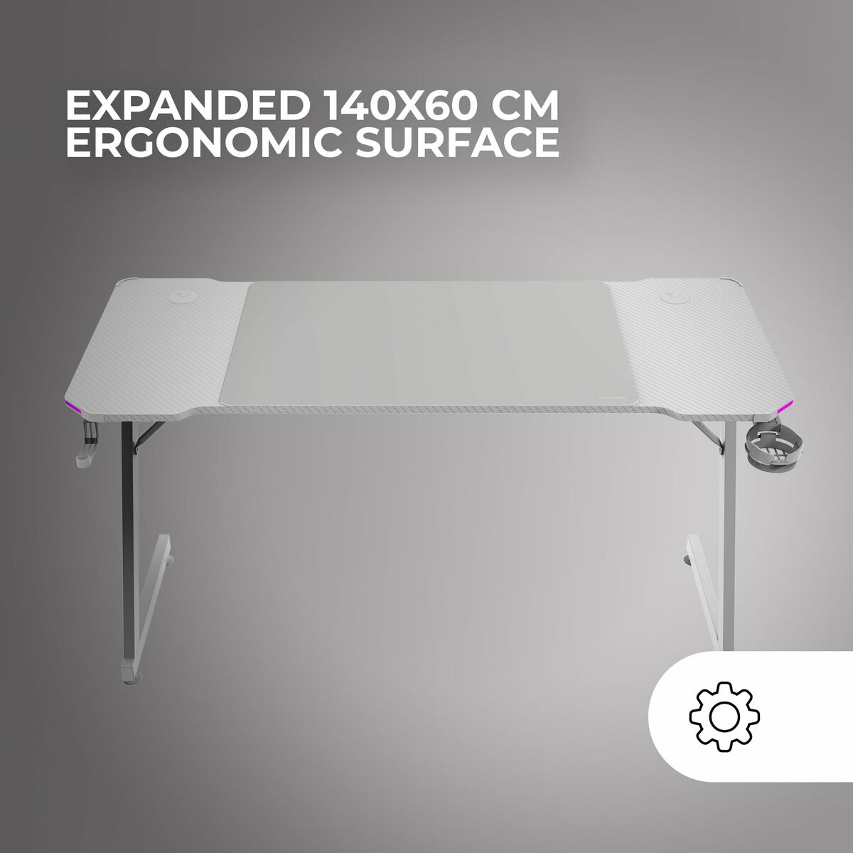 Birou Gaming Mars Gaming ERGO Alb 140 x 60 cm - Acasă și bucătărie, Mobilă