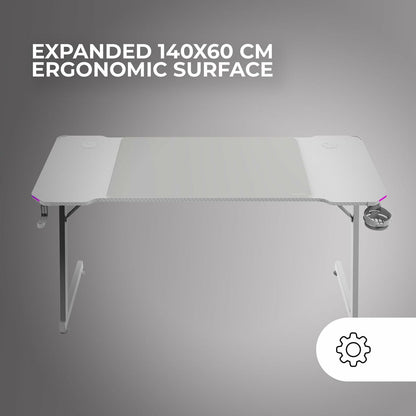 Birou Gaming Mars Gaming ERGO Alb 140 x 60 cm - Acasă și bucătărie, Mobilă