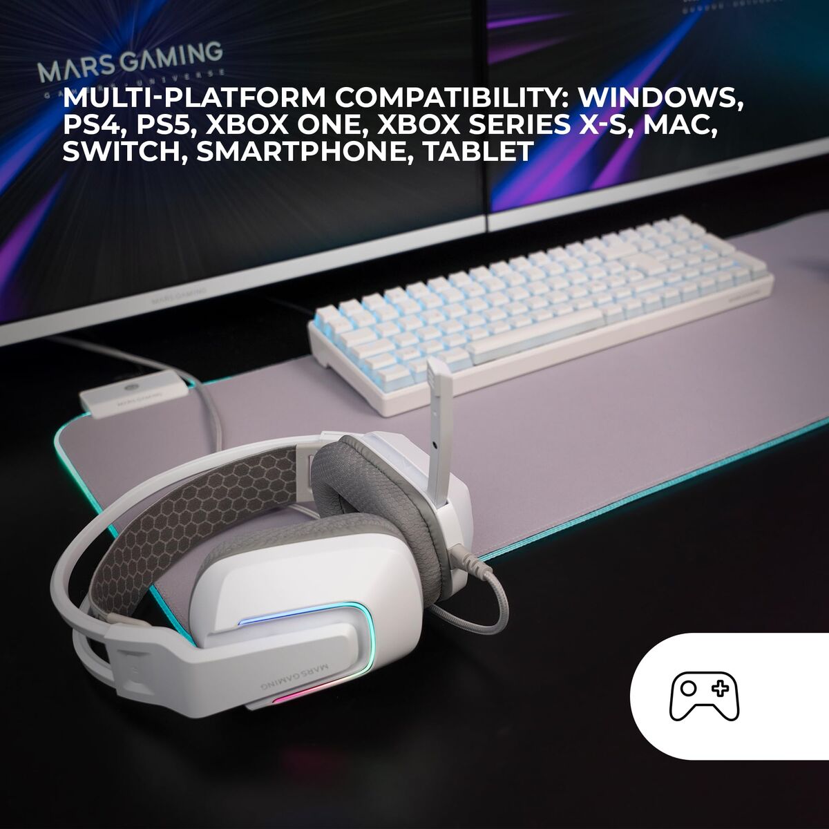 Căști cu Microfon Gaming Mars Gaming MH-Strike Alb Multicolor - Electronică, Joc video