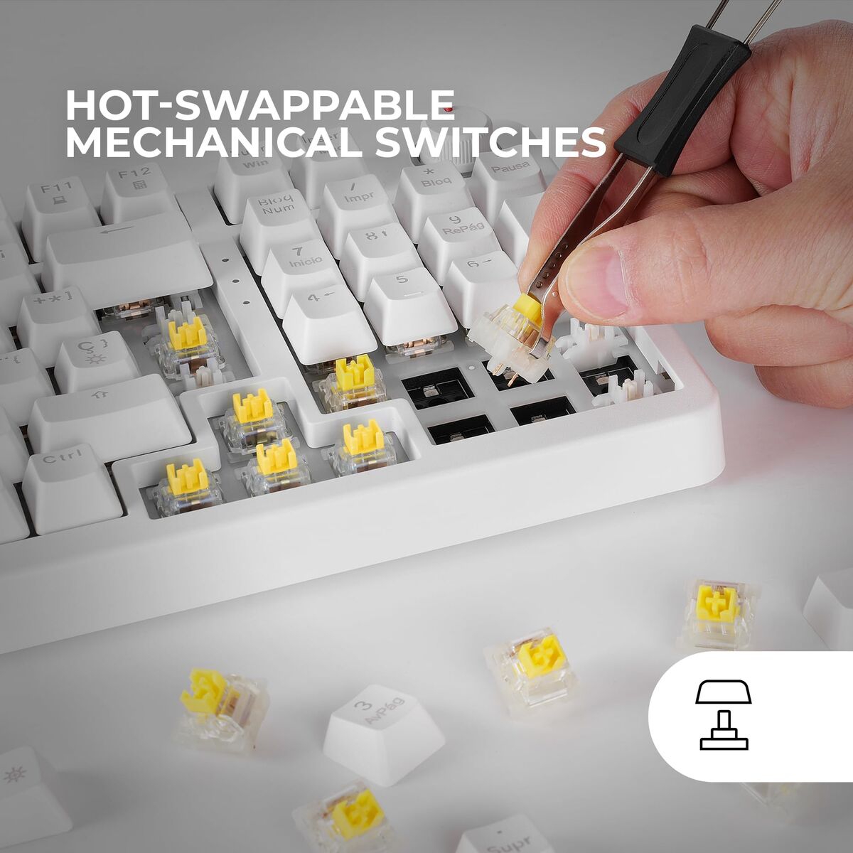 Tastatură Gaming Mars Gaming MKPROWYES Alb Qwerty Spaniolă - Tehnică de calcul, Accesorii