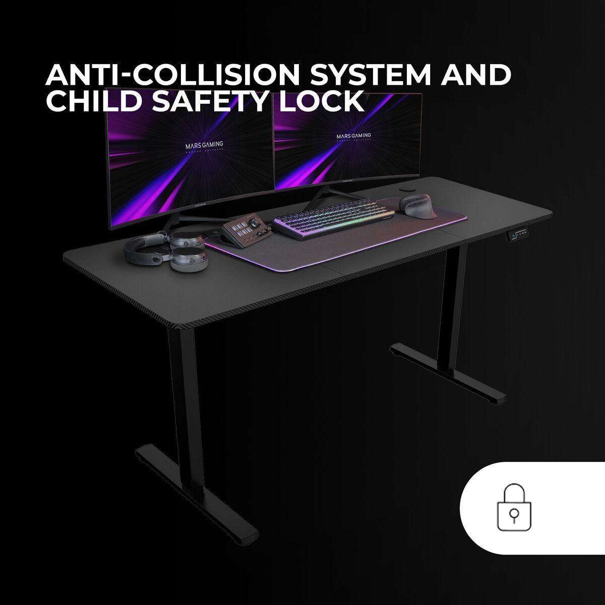 Birou Mars Gaming MGDERGOPRO160 Negru 160 x 60 cm - Acasă și bucătărie, Mobilă