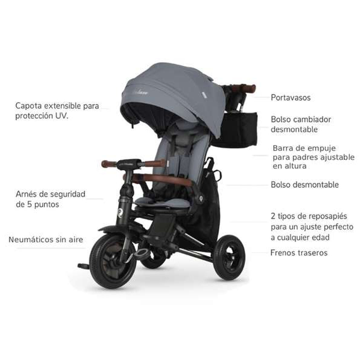Triciclu Ociotrends Gri - Jucarii si jocuri, În aer liber și sport