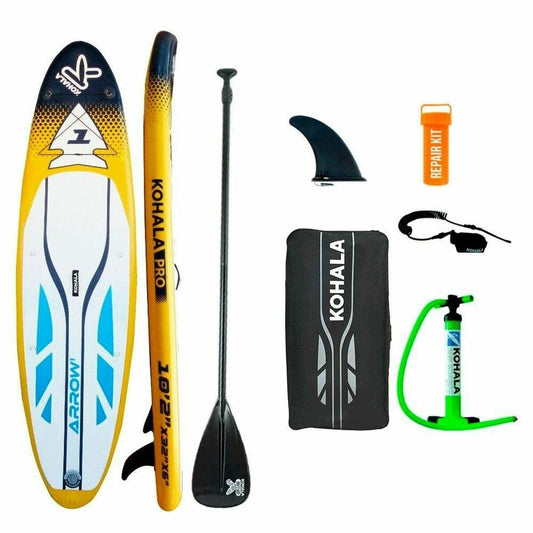 Placă gonflabilă de paddle surf cu accesorii Kohala Arrow 1 Galben (310 x 81 x 15 cm) - Sport și în aer liber, Sporturi acvatice