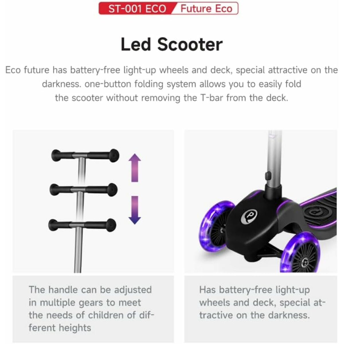 Trotinetă Ociotrends Eco Future Scooter Verde 3 roți - Sport și în aer liber, Mobilitate urbană