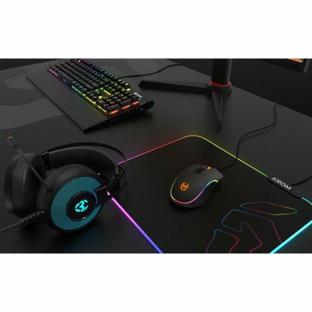 Covoraș Gaming cu Iluminat LED Krom Knout RGB Negru - Tehnică de calcul, Accesorii