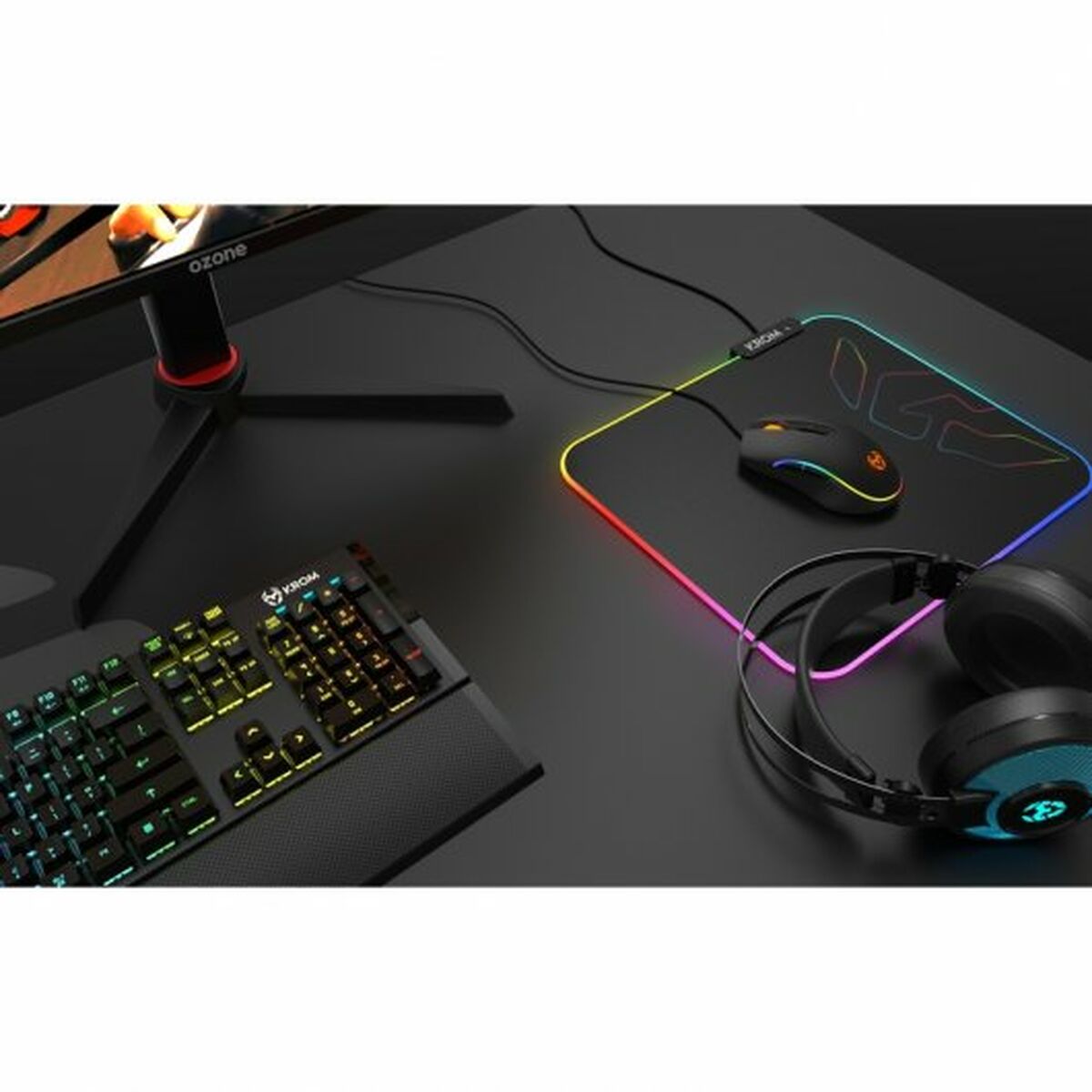Covoraș Gaming cu Iluminat LED Krom Knout RGB Negru - Tehnică de calcul, Accesorii