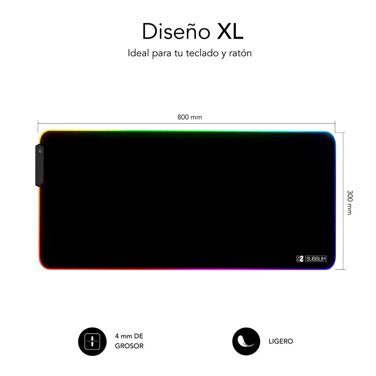 Covoraș de șoarece Subblim SUBMP-02RGB01 Negru Multicolor - Tehnică de calcul, Accesorii