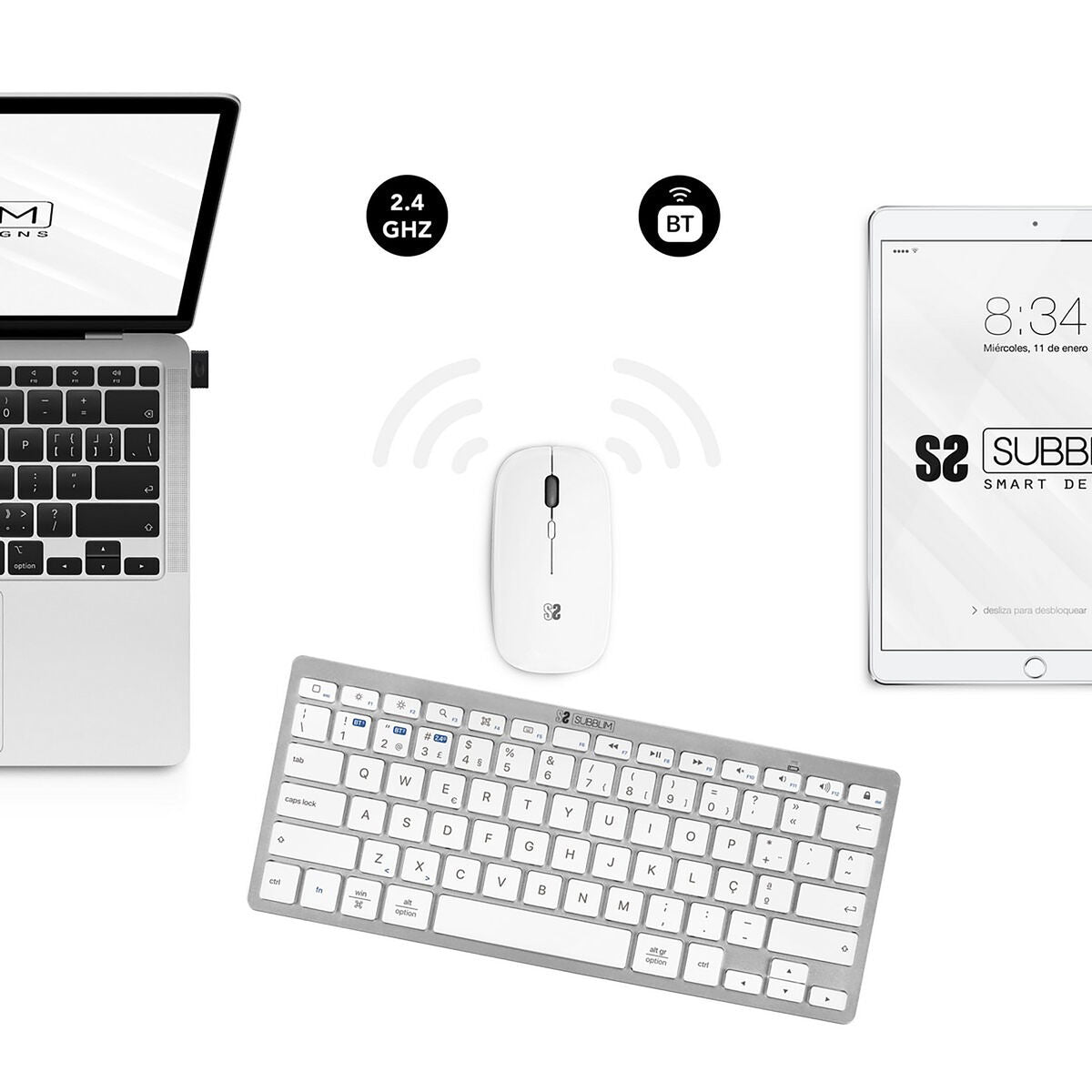 Covoraș de șoarece Subblim COMBO MULTIDISPOSITIVO COMPACTO SILVER - Tehnică de calcul, Accesorii
