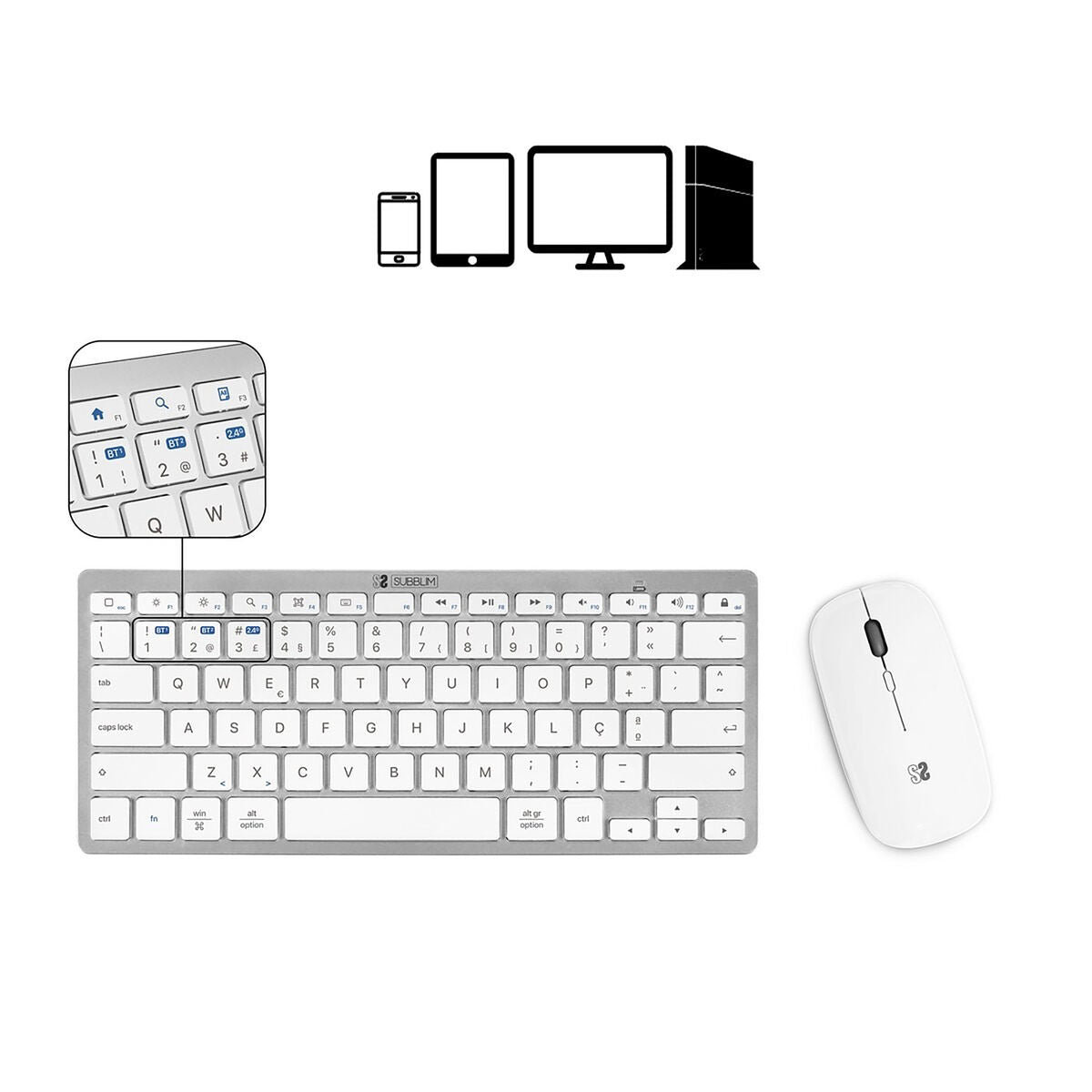 Covoraș de șoarece Subblim COMBO MULTIDISPOSITIVO COMPACTO SILVER - Tehnică de calcul, Accesorii